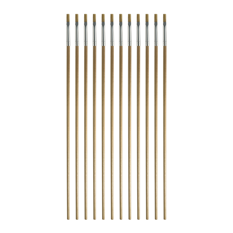 PINCEL CERDA `CS` PLANO LARGO BLANCO # 1 PQ.12pz.MANGO LARGO BARNIZADO