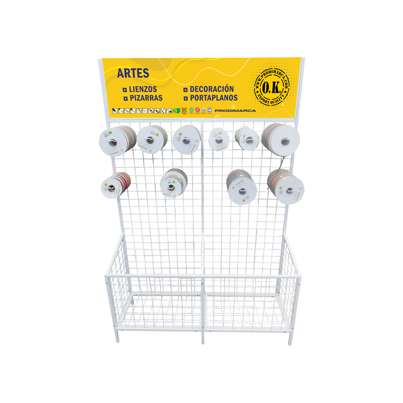 EXHIBIDOR OK VACIO 107X33X160CM.C/2 CANASTOS P/REGALO/PORTAPLANOS