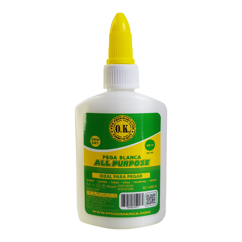 PEGAMENTO COLA BLANCA (PVA) `OK` POLIVINILICA DY.24pz.x60cc.C/U.