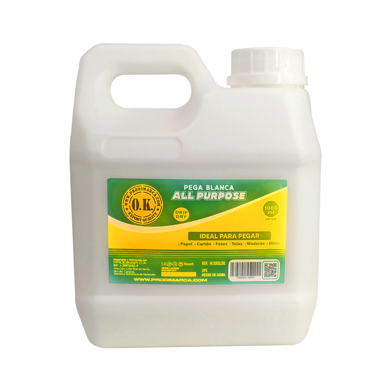 PEGAMENTO COLA BLANCA (PVA) `OK` POLIVINILICA PT.1pz.x1000cc.
