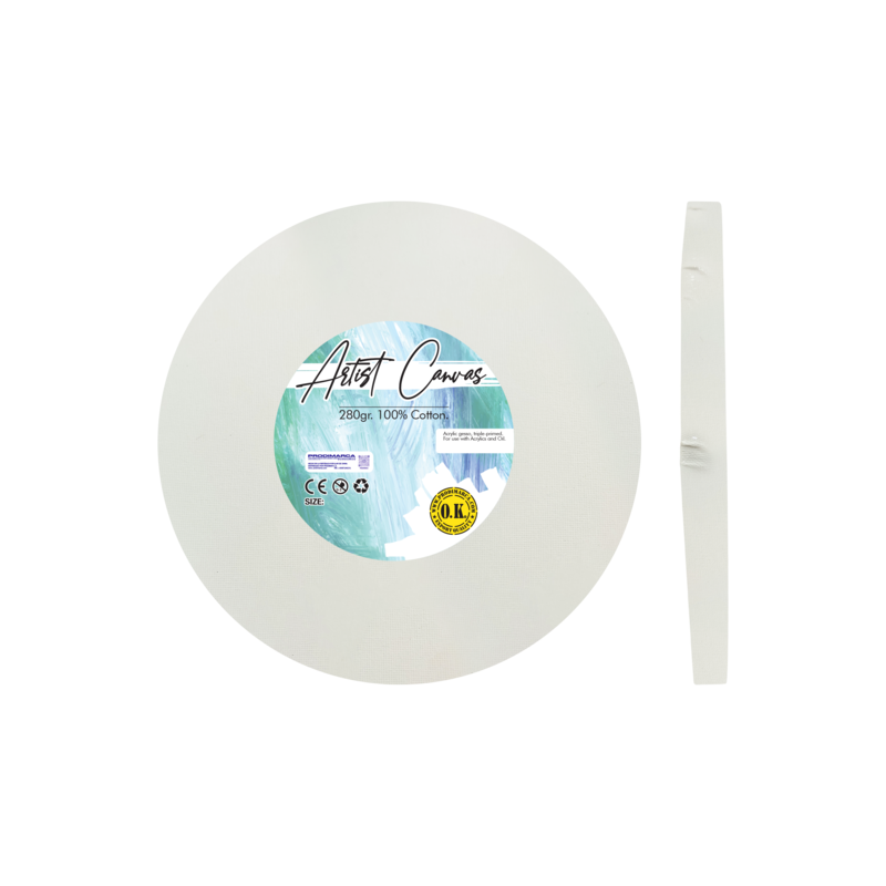 LIENZO C/BASTIDOR REDONDO `SA` 1.8 GRAPA LATERAL PQ.1pz.VINTAGE 280gr.DIAM.30cm.(12