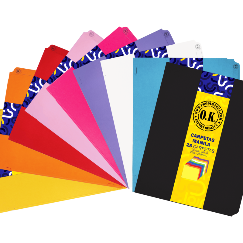 CARPETA MANILA `OK` C/GRAPA-FACIL 180GR.PQ.25PZ.SIN GANCHO 235X295MM