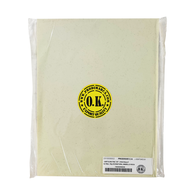 CARTULINA FINA `WT` 216X279mm.PQ.100pz. 90gr.ECONATURAL AMARILLO ROCA