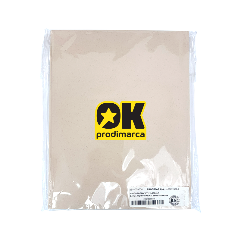 CARTULINA FINA `WT` 216x279mm.PQ.100pz. 90gr.ECONATURAL BEIGE ARENA FINA