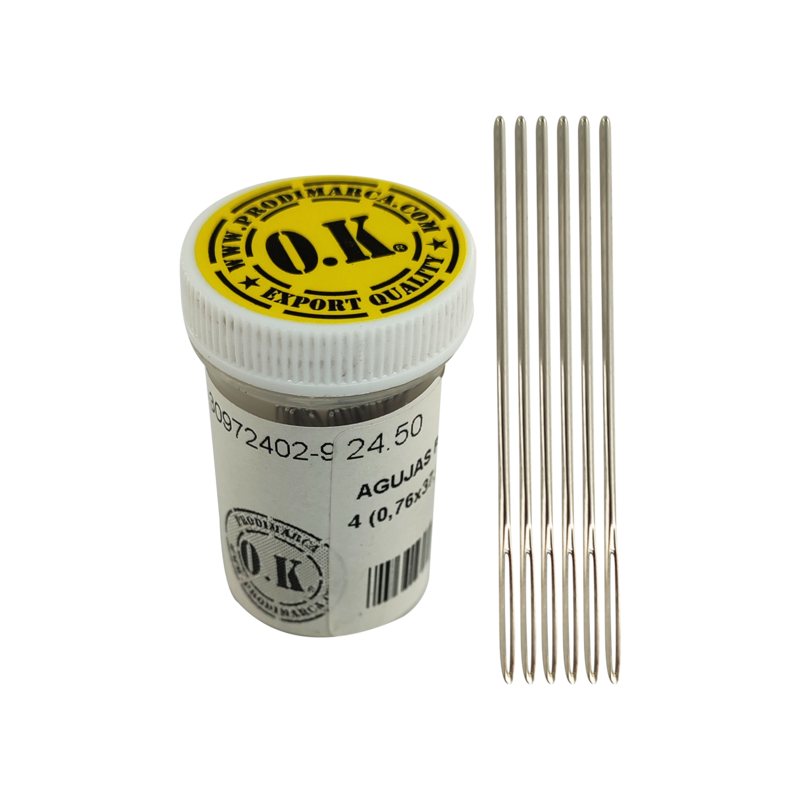 AGUJAS PTA.ROMA `OK` PQ.50pz.#24 (0,76x37,0mm.) CROMO-NIQUEL