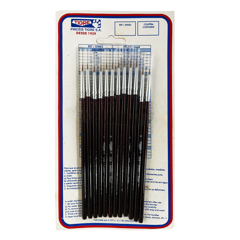 PINCEL MARTA ROJA `TG` REDON.DELINEADOR # 0 PQ.12pz.MANGO CORTO VINO TINTO