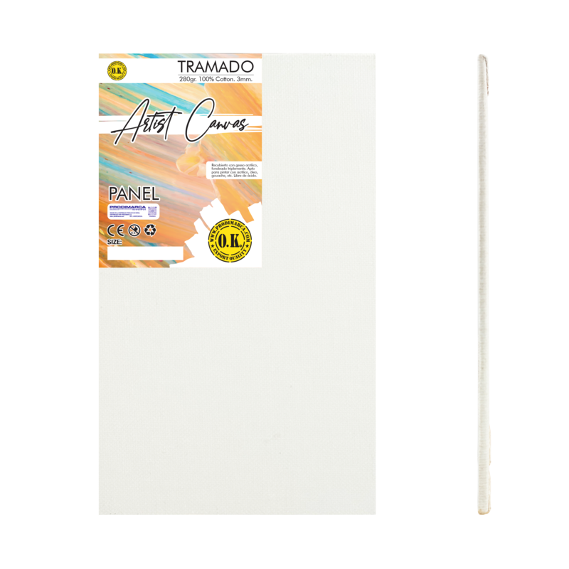 LIENZO SOBRE CARTON `CS` TRAMADO 3mm.PQ.1pz.TRIPLEX 6x10cm.( 2x 4