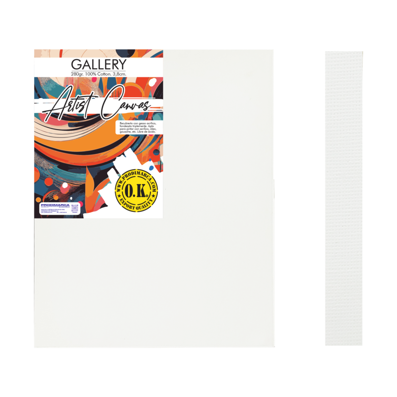 LIENZO C/BASTIDOR C/CUÑAS `SA` 3.8 GRAPA REVERSO PQ.1pz.GALERY 320gr. 40x50cm.(16x20