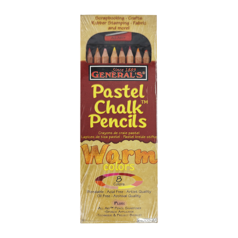 PASTEL-LAPIZ SECOS `GS` CJ. 8pz.SURT.COLORES CALIDOS/WARM