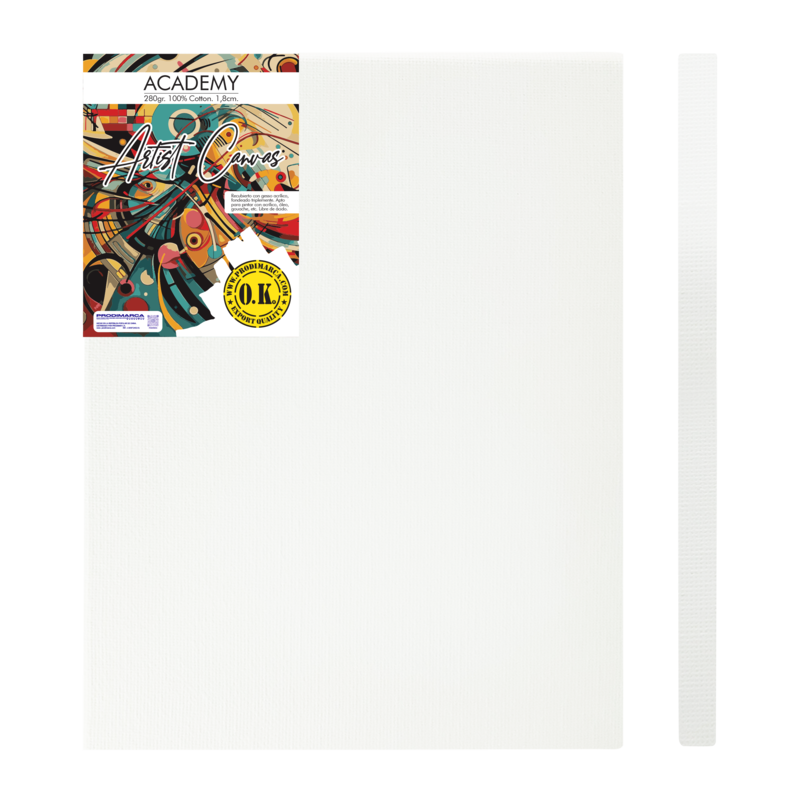 LIENZO C/BASTIDOR C/CUÑAS `SA` 1.8 GRAPA REVERSO PQ.1pz.ACADEMY 280gr. 18x24cm.(7x9