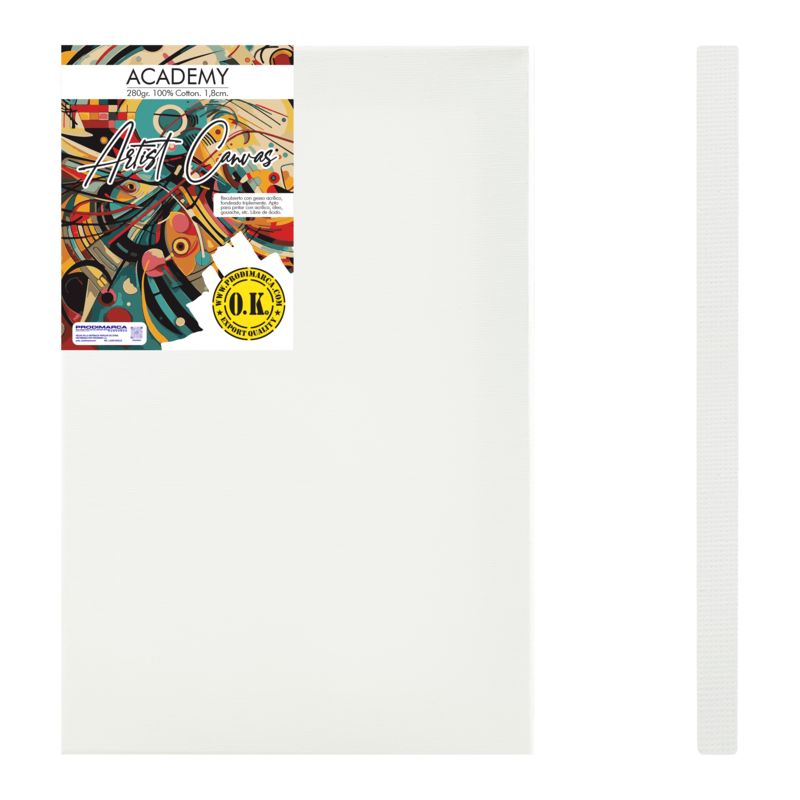 LIENZO C/BASTIDOR C/CUÑAS `SA` 1.8 GRAPA REVERSO PQ.1pz.ACADEMY 280gr. 20x30cm.(8x12
