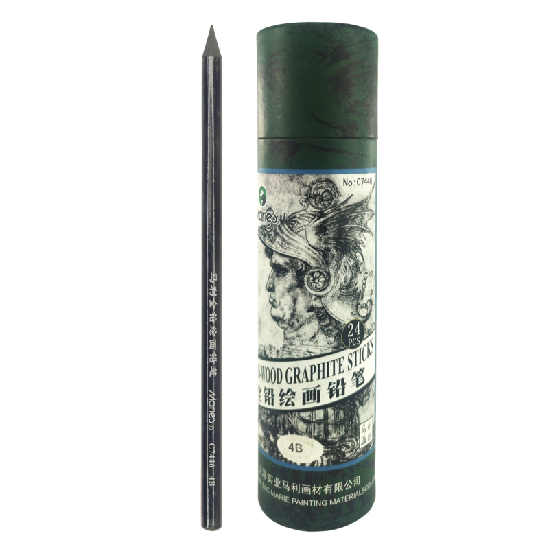 GRAFITOS PRENSADOS `MS` LAPIZ SOLIDO/WOOD-LESS ET.24pz.DIAM.7mm.4B