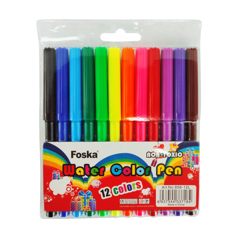 MARCADOR ESCOLAR `FK` PUNTA FINA BASE AGUA ST.12pz. COL.SURT.