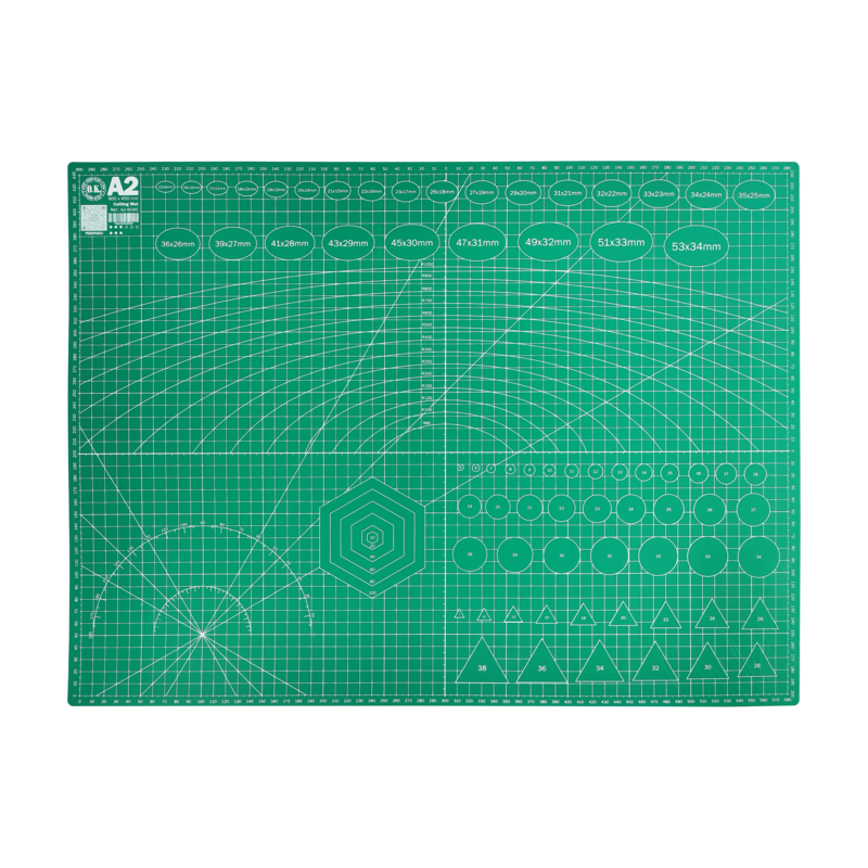 BASE DE CORTE/CUTTING MAT (PVC) OK 600x450x3,0mm.PQ.1pz.DOBLE CARA/RETICULADA VERDE