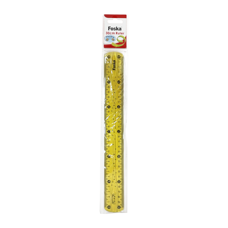 REGLA PLASTICA (XPS) FK 30cm.CJ.12pz.SIN BISEL/DOBLE MEDIDAS FLEXICOLOR TONOS SURT.