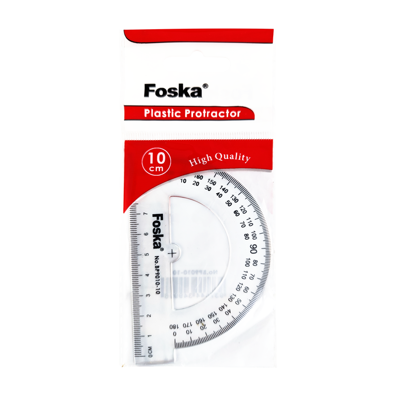 TRANSPORTADOR PLASTICO (XPS) FK 180o.10cm.C/BISEL CJ.24pz.TRANSPARENTE