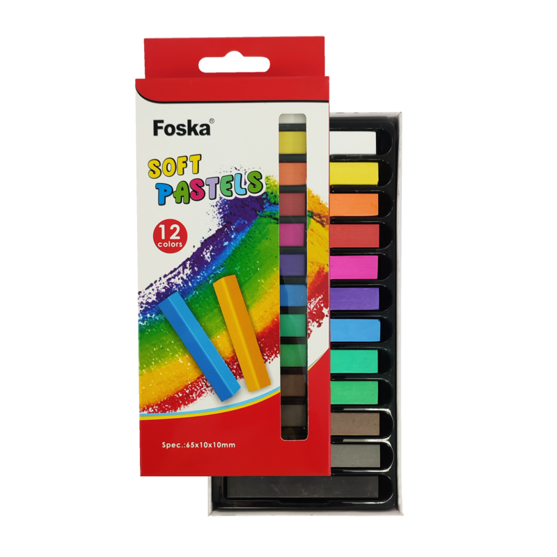 PASTELES SECOS `FK` BARRA CUADRADA CJ.12pz.10x66mm.EXTRA SUAVES/COLORES SURT.
