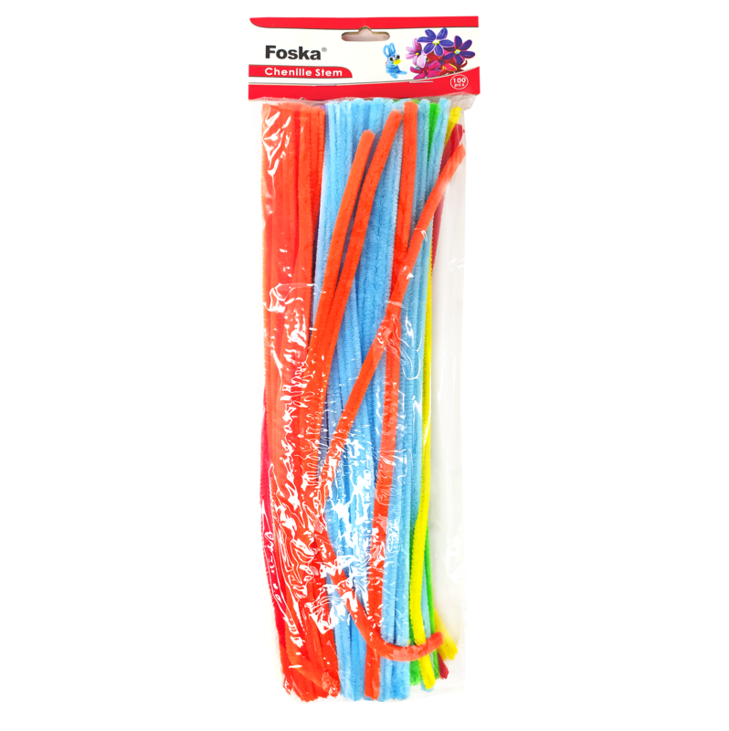 BISUTERIA CHENILES MULTICOLORES FK PQ.100pz.LARGO 30cm.COLOR