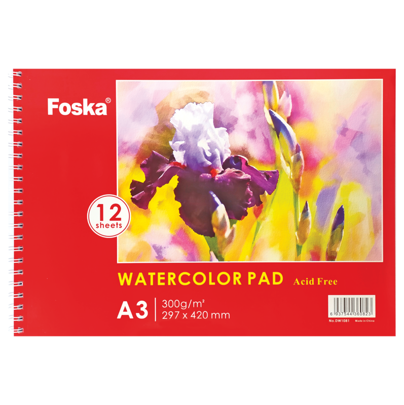 BLOCK ARTISTA PINT.ACUARELA `FK` 300gr.12hj.30x42cm.PQ.1pz.WATERCOLOR TEXT.GRUESA/ESPIRAL