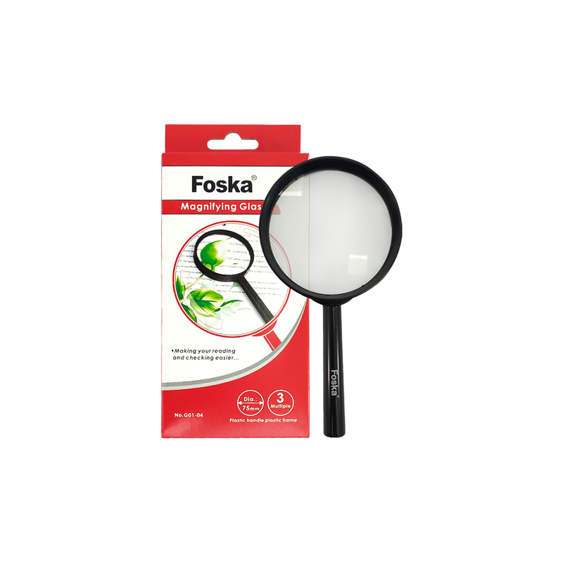 LUPA `FK` DIAM.75mm.BL.1pz.REDONDA/PLASTICO/MANGO RECTO/AUMENTO 3X