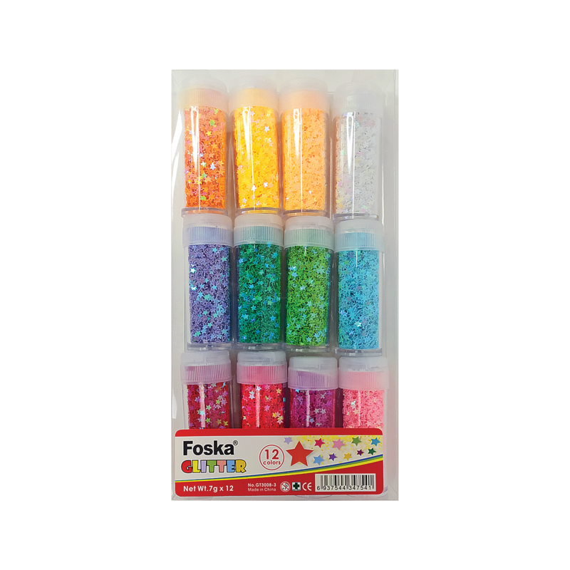 BISUTERIA LENTEJUELAS (PE) `FK` ET.12pz.x15cc.C/U.COLOR SURT.DIAM.5mm.ESTRELLAS