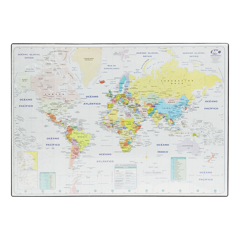 CARPETA-PAD P/ESCRITORIO `MC` PQ.1pz.51x35cm.MAPAMUNDI POLITICO