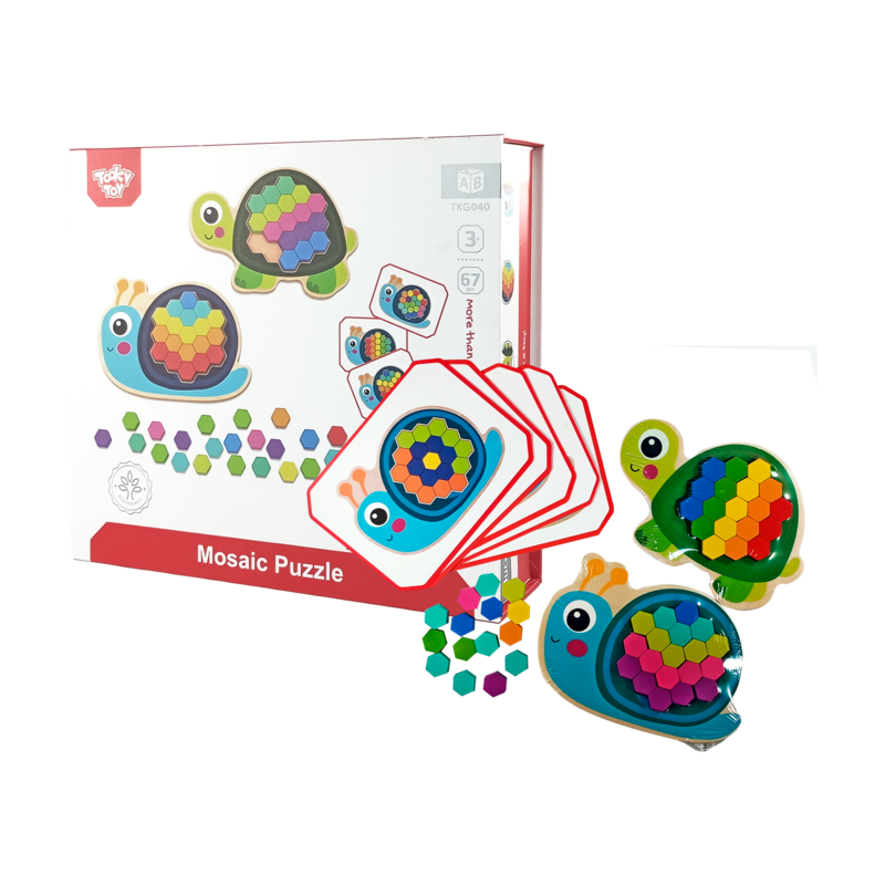 JUEGO DIDACTICO 'KC' ROMPECABEZAS TIPO MOSAICOS P/3 AÑOS O +.JG.1kt.67pz.MADERA ENEBRO