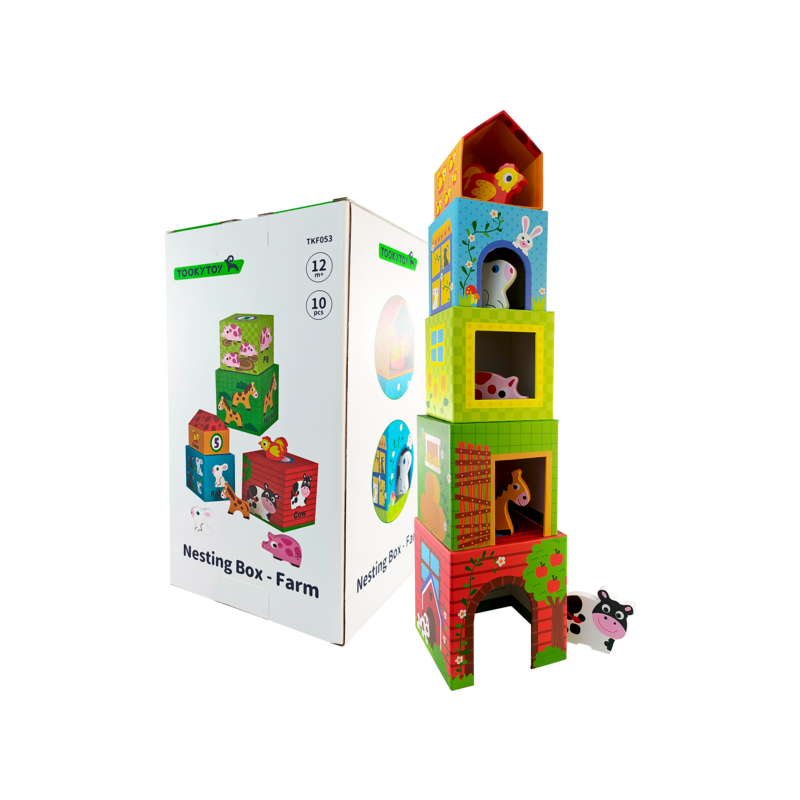 JUEGO DIDACTICO 'KC' GRANJA C/GRANEROS Y ANIMALES P/1 AÑO O +.JG.1kt.10pz.MDF/CARTON