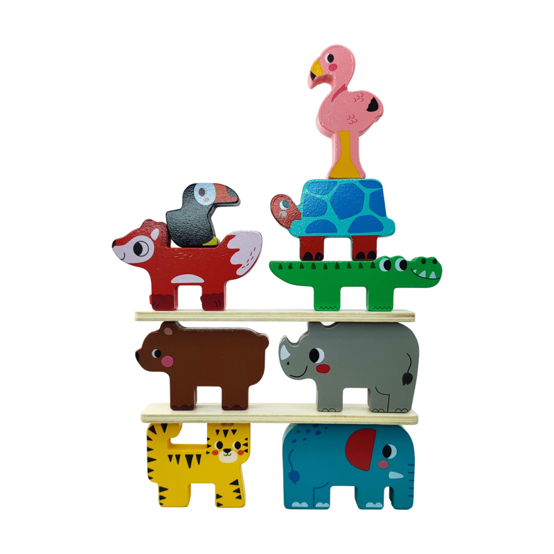 JUEGO DIDACTICO 'KC' ANIMALES APILADOS Y ORDENADOS P/18 MESES O +.JG.1kt.12pz.MDF/ENEBRO