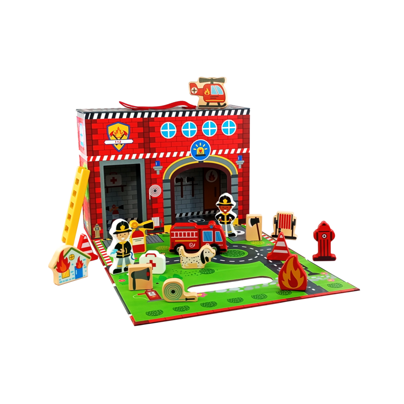 JUEGO DIDACTICO SET 'KC' CAJA C/SET DE BOMBEROS P/3 AÑOS O +.JG.1kt.18pz.MDF/CARTULINA