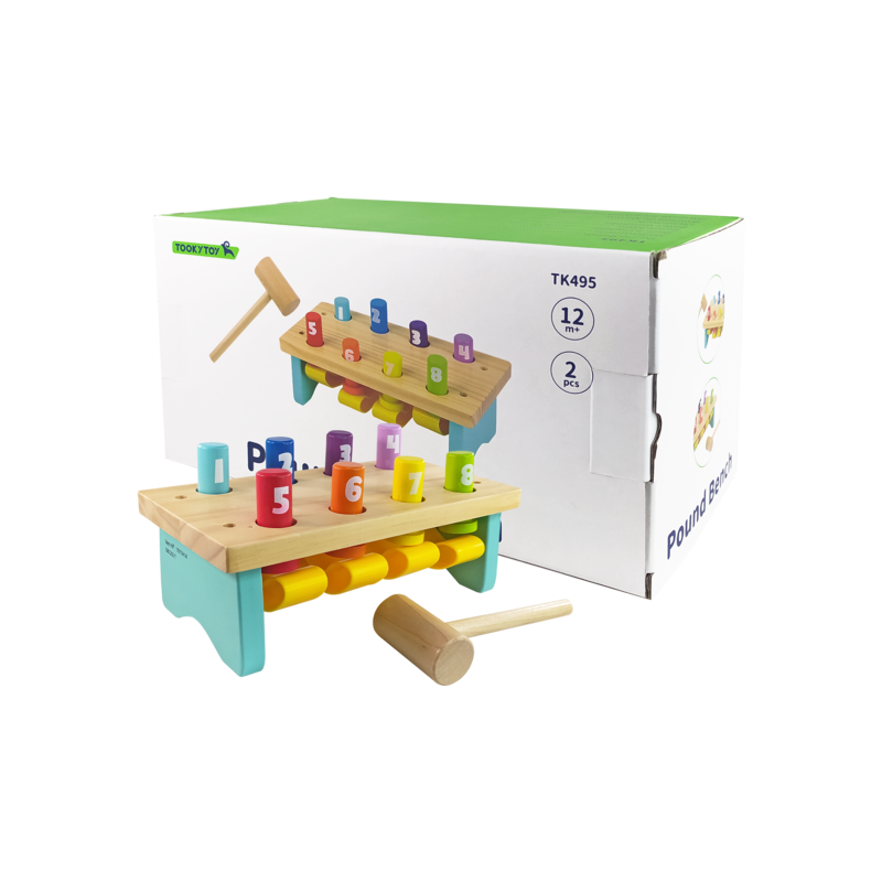 JUEGO DIDACTICO 'KC' TABLA C/GOLPE DE MARTILLO P/1 AÑO O +.JG.1kt.2pz.PINO/ENEBRO/PLASTICO