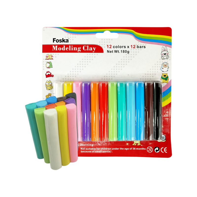 PLASTILINA EN BARRAS `FK` ANTIALERGICA/NO TOXICA BL.12pz.BARRAS DE 180gr.