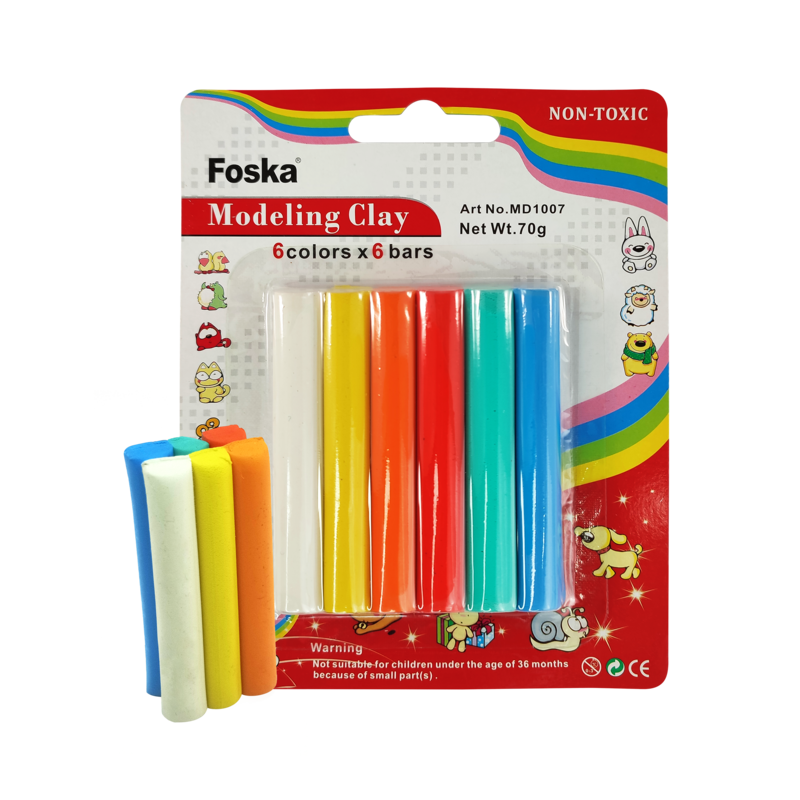 PLASTILINA EN BARRAS `FK` ANTIALERGICA/NO TOXICA BL.6pz.BARRAS DE 90gr.