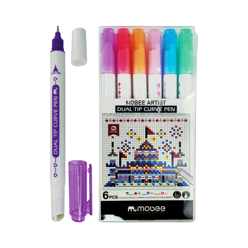 MARCADOR INFANTIL MB PTA.EX.FINA + SELLOS C/FIGUR.VARIADOS BASE AGUA ET.6pz.COL.SURT.