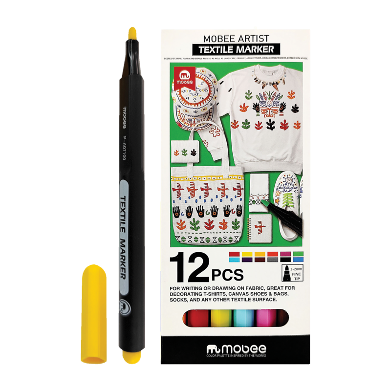 MARCADOR P/DISENO `MB` TINTA ACRILICA PUNTA MEDIA P/TELA/TEXTILES ST.12pz.COL.SURT.