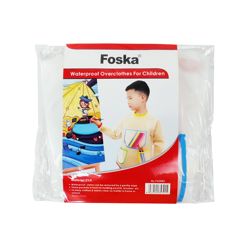 DELANTAL ESCOLAR 'FK' IMPERMEABLE (EP).1pz.TALLA S 1-6 AÑOS GOMA EVA