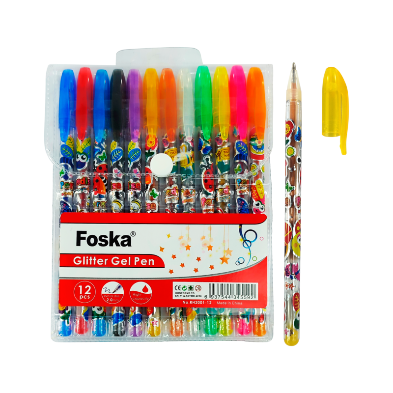 MARCADOR P/DISENO `FK` ESFEROGRAFOS GEL ESCARCHADOS 2,0mm.ST.12 COL.SURT.