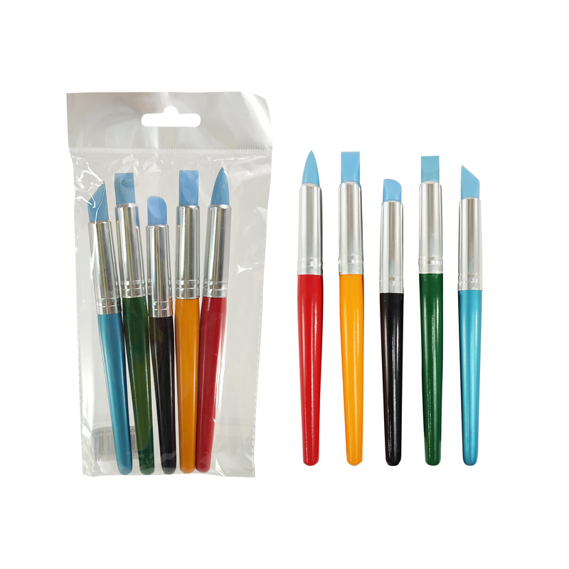 REPUJADORES P/PORCELANA/VIDRIO/CERAMICA `SA` PUNTAS TEFLON JG.5pz .MANGO CORTO