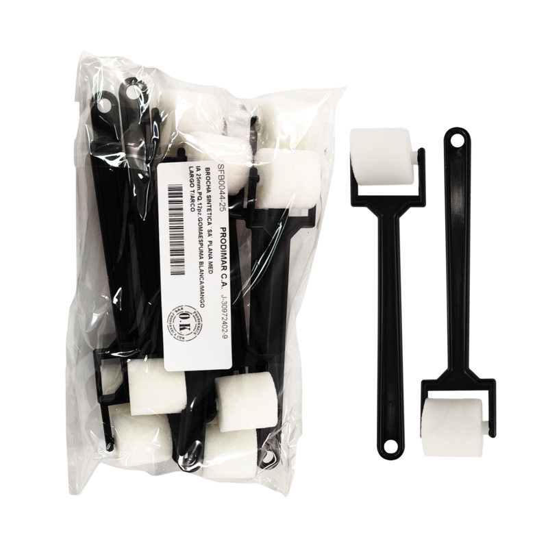 RODILLO SINTETICO `SA` DIAMETRO 25MM.PQ.12PZ.GOMAESPUMA BLANCA/MANGO CORTO