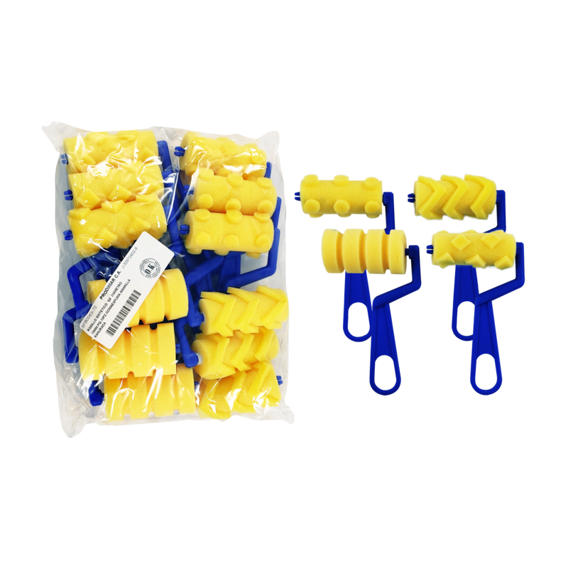 RODILLO SINTETICO `SA` DIAMETRO 70MM.PQ.12PZ.GOMAESPUMA AMARILLA RANURADA