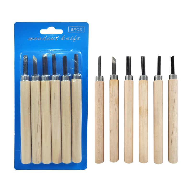 GUBIAS P/TALLAR MADERA SA ACERO MGO.MADERA BL.6PZ.SURT.LARGO 14CM.T/SCHOOL