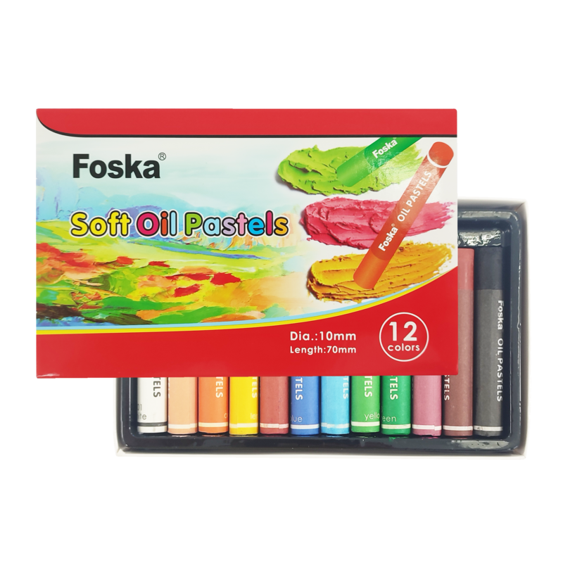 PASTELES AL OLEO `FK` CJ.12PZ.10X70MM.TONOS BRILLANTES COL.SURT.