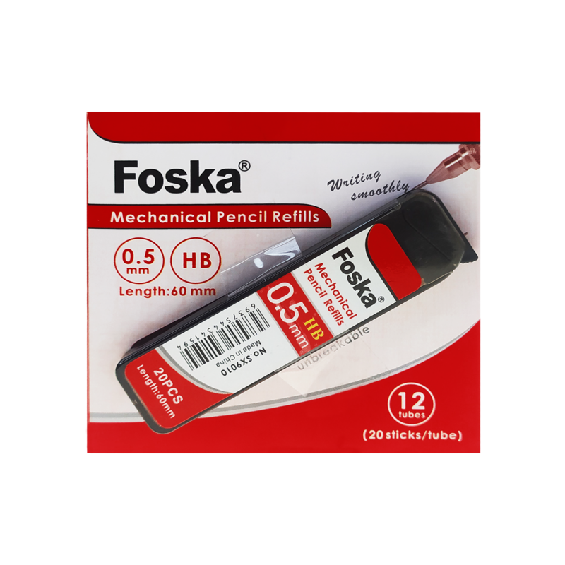 MINAS POLIMERIZADAS `FK` 0,5mm.CJ.12tb.x20pz.C/U. HB NEGRO INTENSO