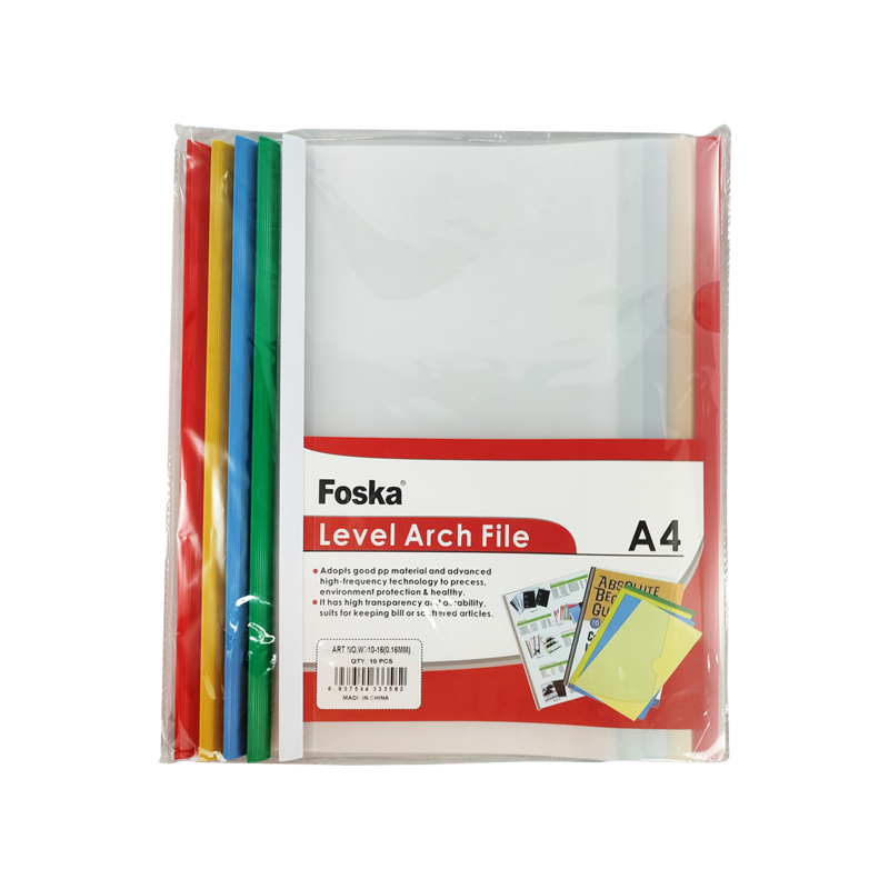 CARPETA PRESENTACION PLASTICA (PE) `FK` OF/A4 PQ.10pz.TRANSPAR.C/VARILLAS