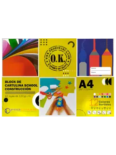 BLOCK CONSTRUCCION-SCHOOL `OK` 120GR.PQ.24PZ.X12HJ.297X210MM.12 COLORES