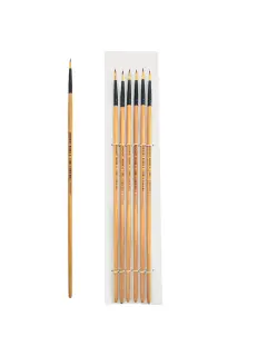 PINCEL SINTETICO `SA` REDONDO PREMIUM GOLD # 4 PQ.12pz.MANGO LARGO NEGRO+NATURAL BARNIZ