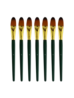 PINCEL SINTETIC `CS` LENGUA DE GATO PLANO ORO # 4 PQ.6pz.MANGO CORTO VINO T.