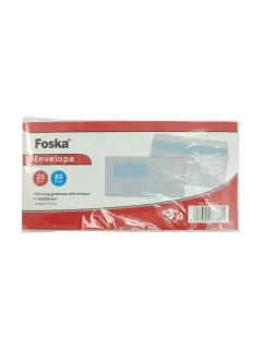 SOBRE CORRESPONDENCIA "FK" SOLAPA AUTOADHESIVA C/VENTANA 80GR.PQ.25PZ.11X22CM.BLANCO