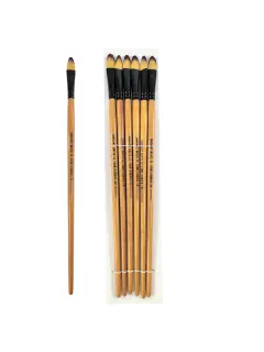 PINCEL SINTETICO `SA` LENGUA DE GATO PLANO GOLD #12 PQ.12pz.MANGO LARGO NEGR.+NATUR.BARN.