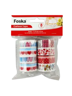 CINTA DECORATIVA PAPEL ADHESIVO `FK` PQ.10ro.15mm.x3m.C/U.(5/8"x3,3yd.) GLITTER FANTASIA